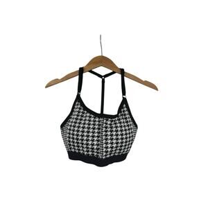 Nike Dri Fit Houndstooth Black White Sports Bra Girls Size Large